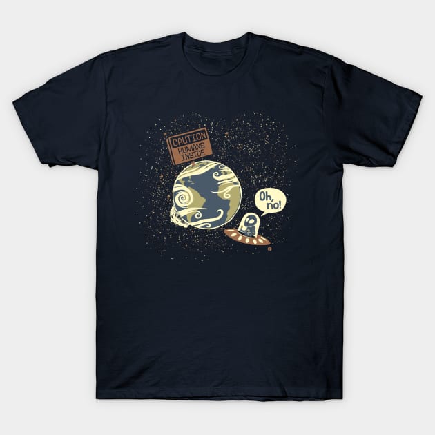 Oh No, Humans! T-Shirt by raffaus